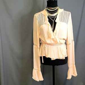 ASOS Sheer Long Sleeved Ruffled Wrap Blouse